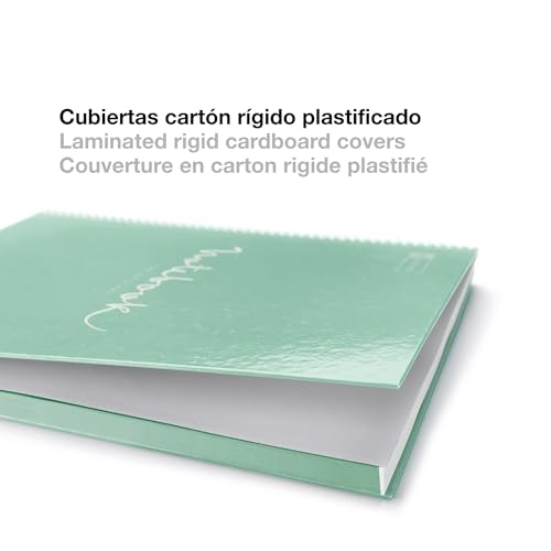 Miquelrius - Notizbuch A4 Notebook, 1 farbiger Streifen, 80 Blatt mit raster 5 x 5 mm, Papier 90 g/m² mikroperforiert mit 4 Bohrungen für 4 Ringe, Einband aus Karton, Farbe Grau