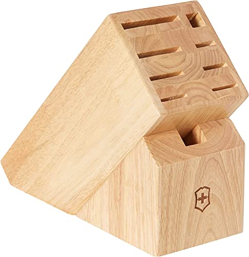 Image of Victorinox Swiss Classic Knife Block - Kitchen Knife Set with Block for Home Essentials - Includes Chef's Knife, Bread Knife, Honing Steel & Pocket Knife - Black Handles, 7-Piece Set