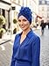 Wosois Headwrap Hair Turbans African Turban Flower Pearl Crystal Twisted Head Turban for Women Fashion (Blue)