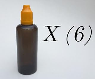 (6) Pack 2 oz Dark Black Plastic Bottle - 60 ml - BPA Free - LDPE PE - Easy Squeeze Liquid Dropper Tip - Small Empty Round, Best for Tincture E Cig & Juice w/Childproof Cap (Orange)