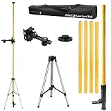 Teleskopstange für Kreuzlinienlaser 3.7m, Teleskopstange Laser mit Stativ und Laser-Halterung 1/4' x 20' für Rotations und Linienlaser, 5/8 Zoll Gewindeadapter, Aufbewahrungstasche