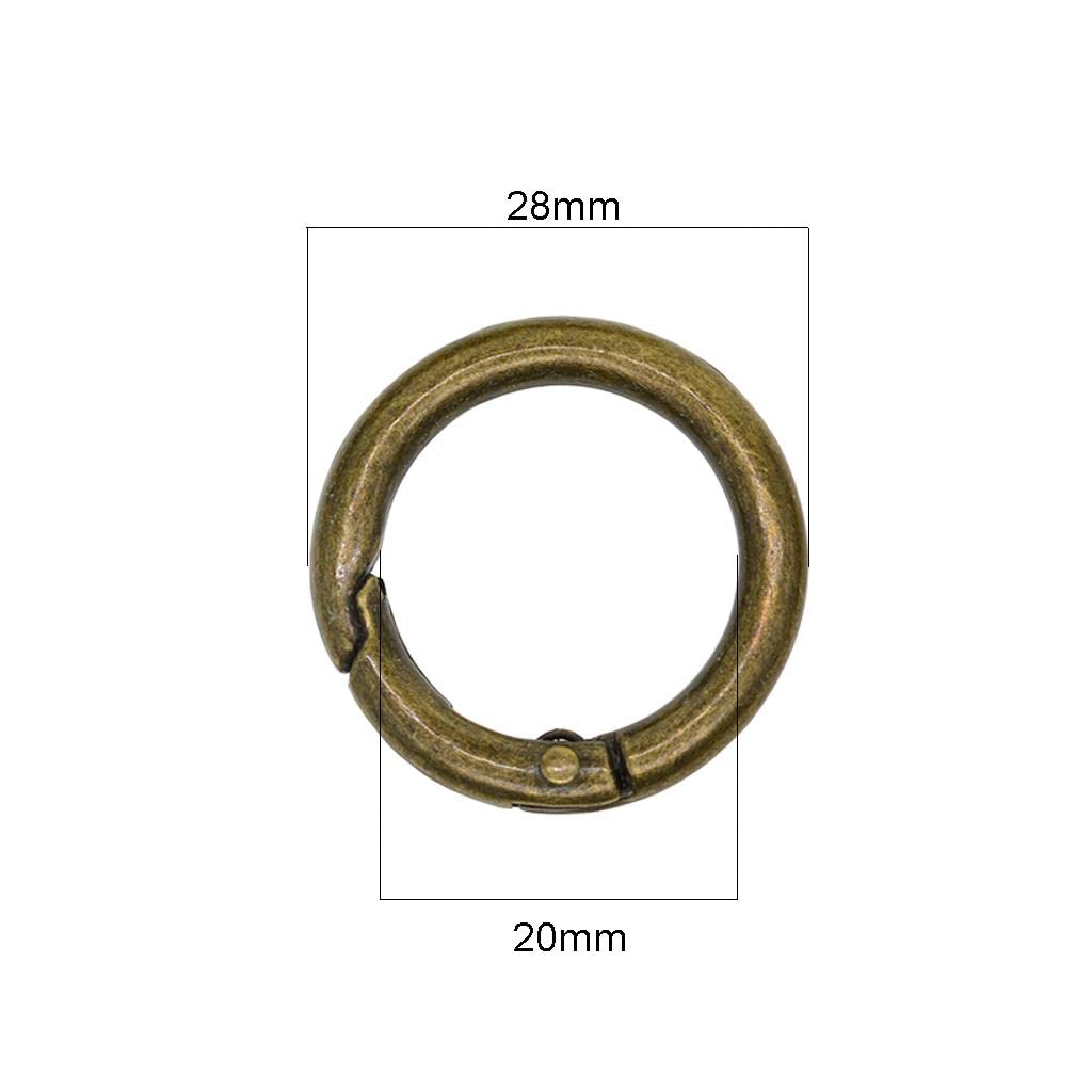 10 set da 10 pezzi 28 mm rotondi a molla moschettone portachiavi portachiavi bronzo