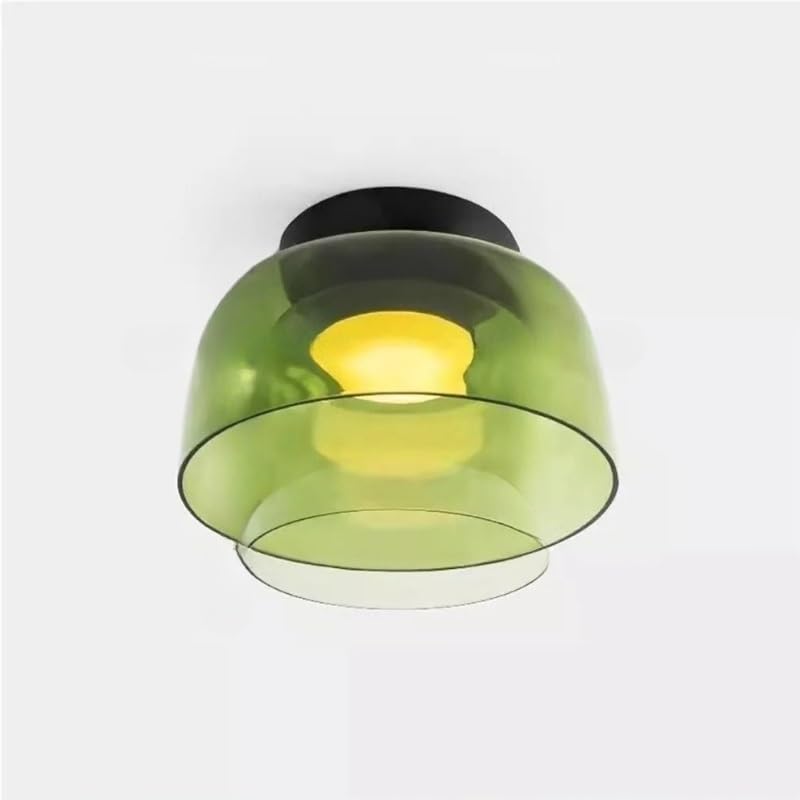 Plafonnier LED coloré en verre de style médiéval, luminaire à niveaux Emerald