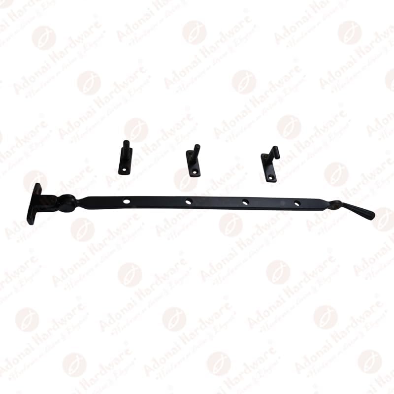 Adonai Hardware 13" "Jerahmeel Iron Heavy Duty Window Latch Lock Casement Stay, Easy to Install, Window Hardware Accessories Fittings (Supplied as 12 Pieces per Pack) - Black Powder Coated