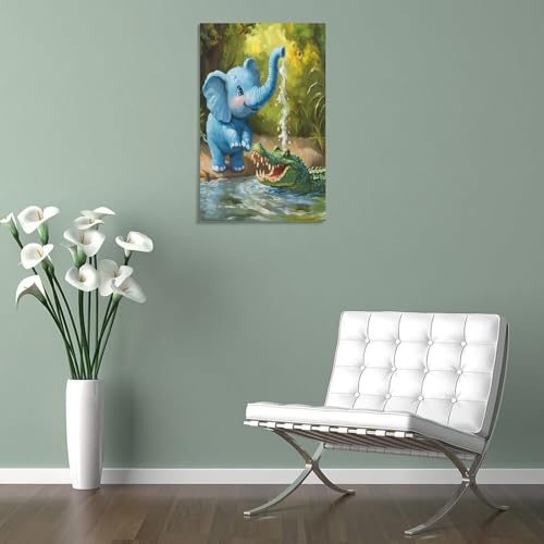 Décoration murale éléphant tableau salon contemporain chic - 5