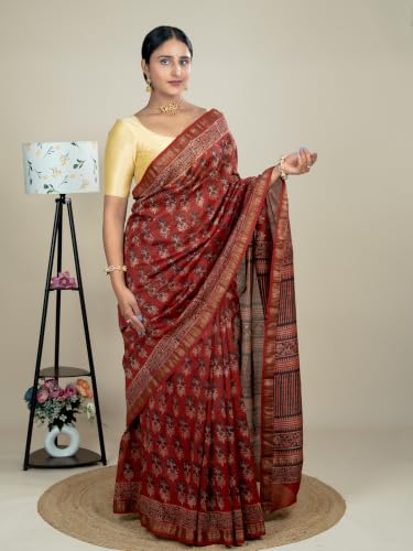 Ushvii red maheshwari silk saree – image 5