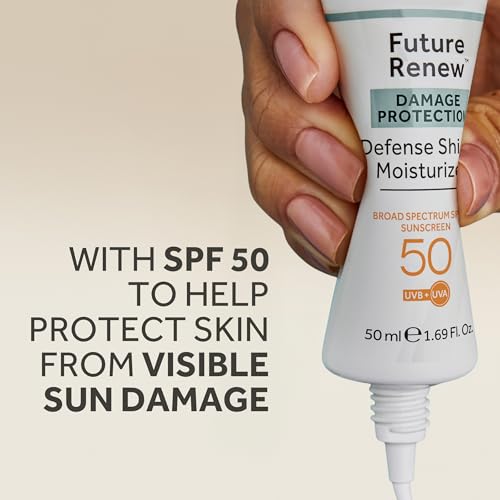 No7 Future Renew Defense Shield - Oil Free Facial Moisturizer & Sunscreen for Face with SPF 50 - Invisible & Lightweight Face Lotion with Peptides & UV Protection (1.69 fl oz)