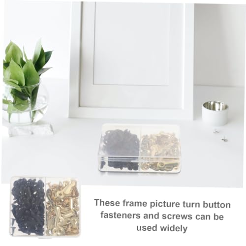 Image of PRETYZOOM 120pcs Metal Photo Frame Backing Clips Turn Button Screws Picture Frame Hanging Hardware Kit