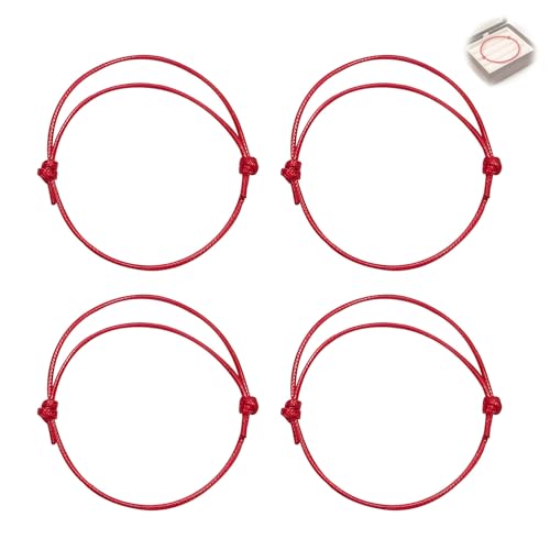 Nevoluxer 4 Piezas Pulsera de Hilo Rojo del Destino - Pulseras de la Suerte para...