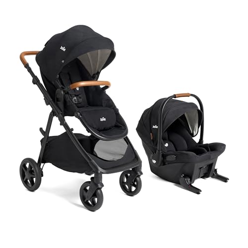Image of Joie Ginger and Mint Latch Travel System – 4-in-1 Travel System with Base-Free Infant Car Seat & Stroller, Built-in Latch for Easy Install and an Included All-Terrain Stroller (Shale)