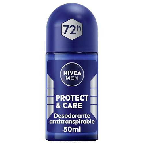 NIVEA MEN Protege & Cuida Roll-on 50 ml - Desodorante para Hombre Antitranspirante - Protección 72 Horas - 0% Alcohol, no Graso - Anti-Irritación - Fragancia Fresca y Duradera - Todo Tipo de Piel
