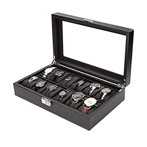 Bolsa de almacenamiento de la caja de relojes para hombres Flip para hombres, reloj de almacenamiento de joyas para hombres de diseño de fibra de carbono, caja de almacenamiento para hombres de