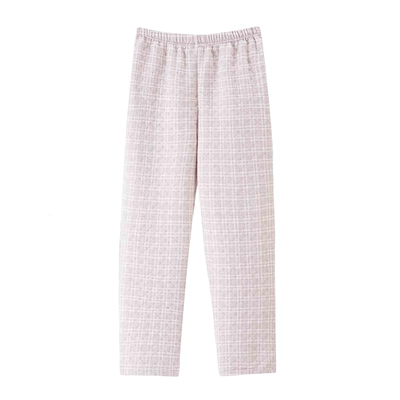 Pantalon de pyjama femme en coton doux à carreaux avec poches