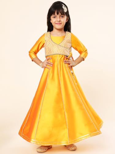 Image of A.T.U.N. (ALL THINGS UBER NICE) Girls Woven Design Gota Jacket Maxi Anarkali Gown
