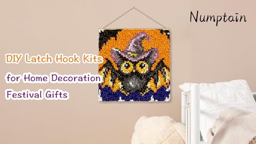 Image of Numptain Latch Hook Kits for Adults,DIY Rug Crafts Colorful Butterfly Pattern Color Printed Canvas,Latch Hook Kits for Beginners Handmade Needlework Crafts Home Decoration,12 inchx12 inch NT2