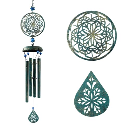 Howarmer Wind Chimes for Outside Zen Atmosphere Wind Chime Windchime Outdoors for Outdoor Garden Patio Decor with Mandala Design Windchime Gifts for Mother Grandma Sisters(6 Petal)