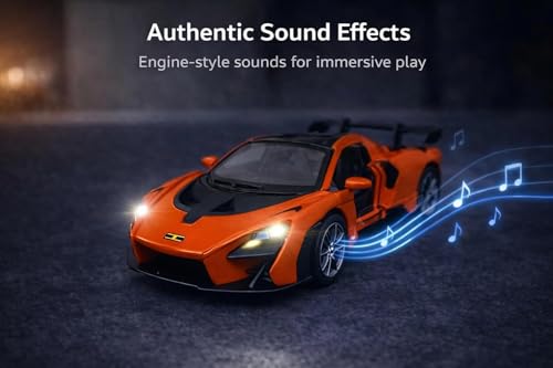 Image of Brand Conquer Defender 1:36 Diecast Model | Openable Doors, Bonnet & Boot for Kids and Collectors | Alloy Metal Car Toy | Perfect for Play & Display (Mclaren Senna Orange)