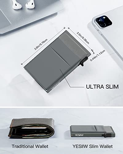 Yesiiw Pop Up Credit Card Holder For Men With Money Pocket Minimalist Business Card Wallet Rfid Blocking Slim Aluminum Metal Bank Card Case For Cards And Notes And Coins Space Gray #TOP3