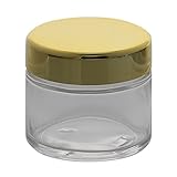 Klarer Glas-Tiegel 100ml mit goldenem Deckel Kosmetex Kosmetik-Dose, Salbentiegel, Cremedose, 1x Deckel-Gold