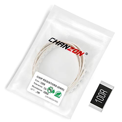 Chanzon 100 piezas 1206 SMD Resistor 100 Ω ohm 1/4W 0.25W ±1% Tolerancia Película gruesa 100R SMT Resistencias de chip Certificado Rohs Cover