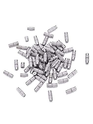 KISSITTY 100 Sets Brass Screw Twist Clasps Platinum Plated 1-1.2mm Hole Tube Fastener Cord End Caps 12x4mm for DIY Jewelry Bracelet Necklace Making