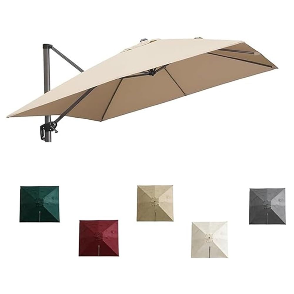GSKFXJ Square Replacement Canopy For Cantilever Umbrella 8'x8' Patio Umbrella Top Cover 8 Ribs Outdoor Market Parasol Replacement Cloth(Khaki,2.5x2.5m/8x8ft)