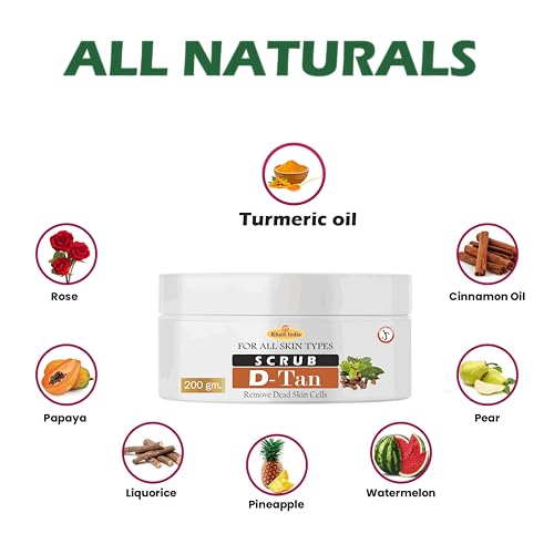 Image of Khadi 100% Pure & Herbal D-Tan Scrub - Skin Brightening & Tan Removal Face & Body Exfoliator - 400g
