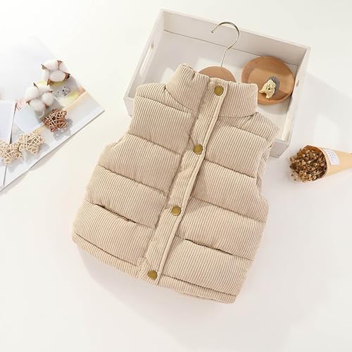 Boys Girls Corduroy Vest Winter Sleeveless Jacket Stand Collar Thick Warm Coat Button Waistcoat Boys Coat3