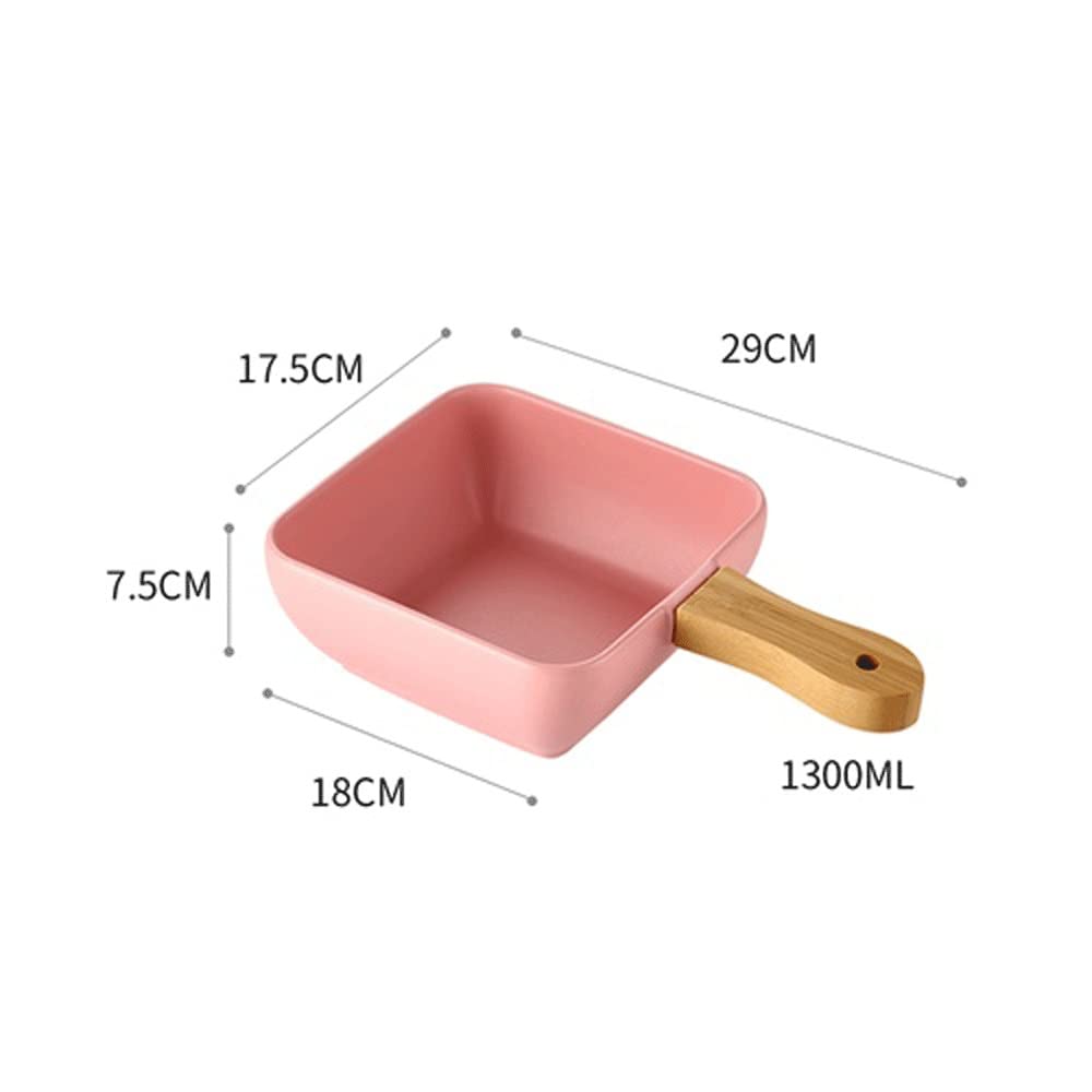 Ensaladeras Creativo mango de madera placa cerámica nórdica moderna cocina suministros de gran capacidad placa profunda fruta placa de ensalada Cuencos para Cocina (Color : C)