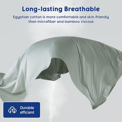 Image of SONORO KATE 100% Egyptian Cotton Sheets,1200 Series,Cal King Size | Soft Breathable & Cooling LuxuryHotel Cotton,Sateen Weave for Soft Feel,Fits Upto 16 inch Mattress,4PC,Sea Glass