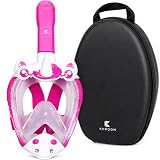 Khroom Maschera Snorkeling Bambini 3-10 Anni Seaview Kids | Integrale Full Face Certificata TUV | Sicura da CO2 | Antiappannamento | Silicone Morbido | Set Mare (Unicorno Rosa | Softcase)