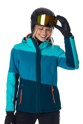 killtec Damen Skijacke/Funktionsjacke mit abzippbarer Kapuze und Schneefang KSW 67 WMN SKI JCKT, aquaverde, 38, 41961-000