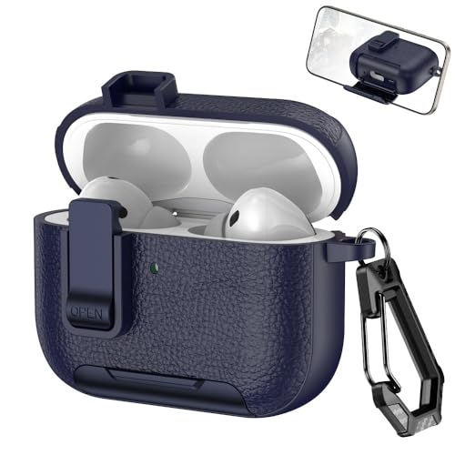 Funda AirPods 1ª gen de silicona rígida antigolpes con acabado piel azul marino