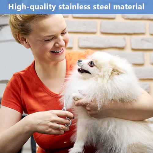 Adiwo Hundehaarschere Fellschere,10.5cm Aus Edelstahl Fellschere Pfotenschere Abgerundete Schere Hund Pfotenschere für Hunde Haustierschere Schere Hundehaare Schneiden für eine perfekte Fellpflege