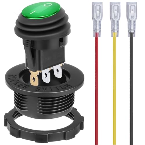 Image of BFXM Round Rocker Switch, Toggle Switch 12V, On Off Switch, SPST 3 Pin | Waterproof LED Lighted Automotive Power Switch, Marine Toggle Switch ,Automotive Replacement Electrical System Switches
