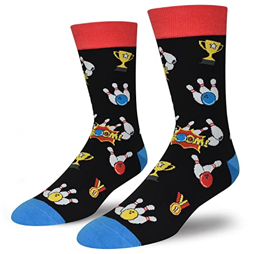 Golin Men Novelty Bowling Socks With Funny Saying, Funky Bowling Gifts For Bowlers Sport Lovers #TOP2