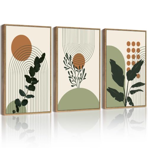 PHOPAGO Boho Plant Wall Art Green Botanical Bohemain Framed Wall Printing...