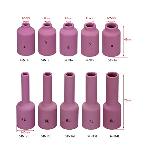 Image of RIVERWELD TIG Gas Lens Collet Body 45V 10N Ceramic Cup 54N Series kit 19pcs