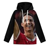 BXLASHJEO Ronaldo Sudaderas con Capucha Ropa para Padres E Hijos - Fútbol Cómoda Impresión 3D Sudaderas con Capucha Niños - Regalo para Hijo Nieto Sobrino 6-7Y