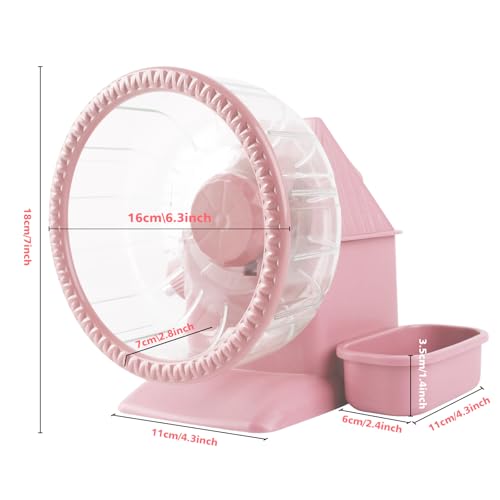 Image of 4 in 1 Silent Large Hamster Wheel Multifunctional Hamster Running Wheel Quite Running Spinner Wheel Accessories with Food Bowl Water Bottle for Hamsters Dwarf Gerbil (Pink)