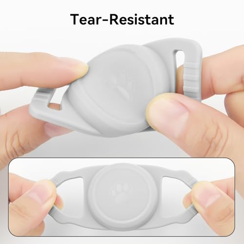 Image of GOCII for Airtag Dog Collar Holder 2 Pack,Waterproof Dog Collar Holder for Apple AirTag(Gen 1 & 2),Silicone Air Tags Case for Dog Collars(Light Gray)