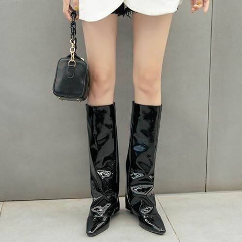 Bottes de mode à talon compensé haut 8cm pour silhouette élancée