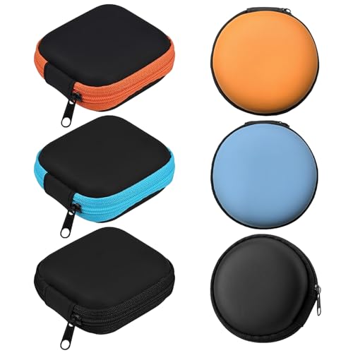 Headphones Travel Organizer Case,6 PCS Small Square and Round Portable Earbuds Case Storage Box,Durable EVA Material Lightweight Portable Mini Earphones Carrying Case for Travel Going out(As Shows)