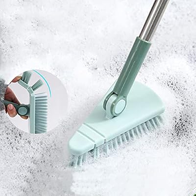 Shower Cleaning Brush, Tile Tub Scrubbe-r Brush with Long Handle, Swivel Cleaning Grout Line Scrub-BER, Shower Scru-bber for Bathroom, Tub, Tile, Floor