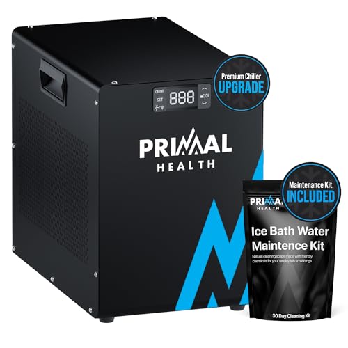 Primal Health Water Chiller for Ice Bath & Cold Plunge Tubs (Maintains 37°F) – Universal Ice Bath Chiller System with Hoses & Pumps – Ideal for Cold Plunge Recovery, Home Use – Powerful 1/3 HP Cooling