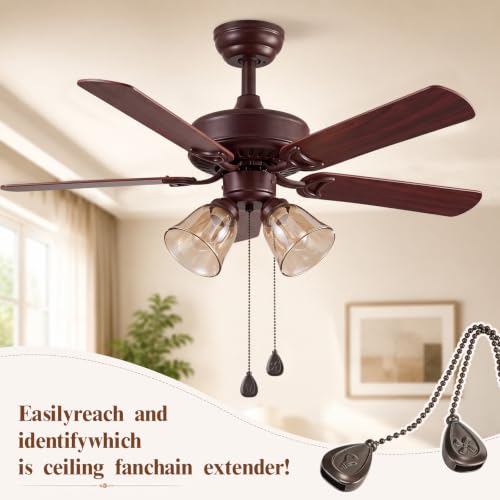 Image of Patelai 4 Pieces Ceiling Fan Pull Chain Extender Ornament 12 Inch Ceiling Pull Chain Extension Classic Drop Shaped Pendant Beaded Ball Cord for Fan Light lamp Decorative with Connector(Orb Color)