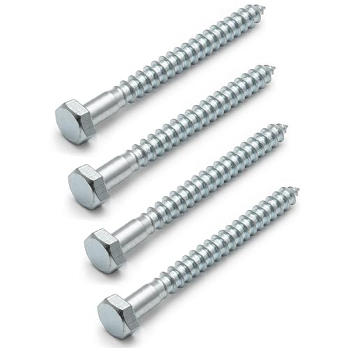 AMLOOPH M8 x 60mm Coach Screws, 10 Pack Heavy Duty Hex Head Lag Bolts 60mm - Zinc Plated Steel Half Thread M8 Self-Tapping Wood Screws for Wood, Brick & Masonry Fixing – Fence, Shelving, Decking
