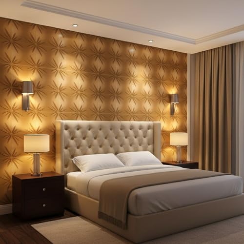 Image of Kayra Decor 3D Wall Panels Designer - Yellow Color | 19.7 inch x 19.7 inch (Pack of 18) - Covers 48.42 Sq. Ft | Premium Home & Office Wall Decoration