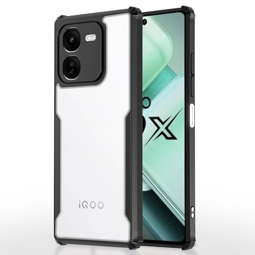 Image of Pikkme IQOO Z9x 5G Back Cover | Crystal Clear Transparent Back | Ultra Hyrbid | Full Camera Protection | Raised Edge | Bumper Back Case (Black)