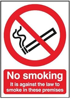 Safety Sign No Smoking It is agains the law to smoke in these premises – Metal Tin Sign 12x16 Inch for Industrial or Commercial Use